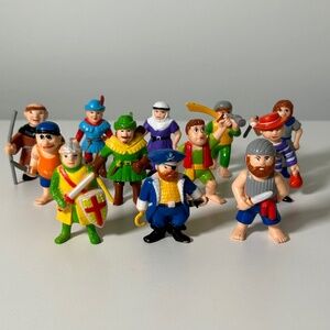 Vintage 80s Soma PVC Figures Set of 12 Medieval Robin Hood Pirates (OA2)